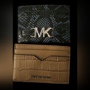 Michael Kors Hudson Crocodile-Embossed Leather Card Case Set NEW